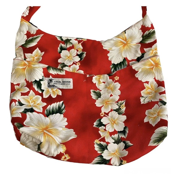 SOLD Local Design Made in Hawaii Hawaiian Small Shoulder Bag Red Floral Souvenir - Picture 2 of 8